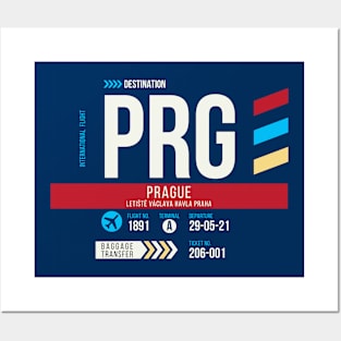 Prague (PRG) Airport Code Baggage Tag Posters and Art